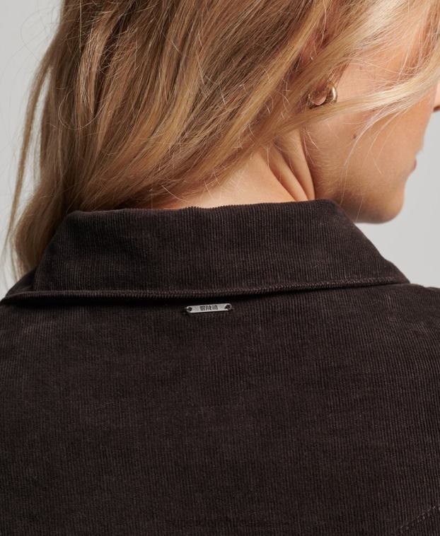 mujer Superdry marrón camisa vaquera de cordón 2R68Z3015