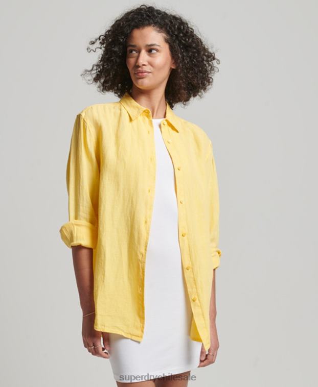 mujer Superdry naranja camisa novio casual de lino 2R68Z2256