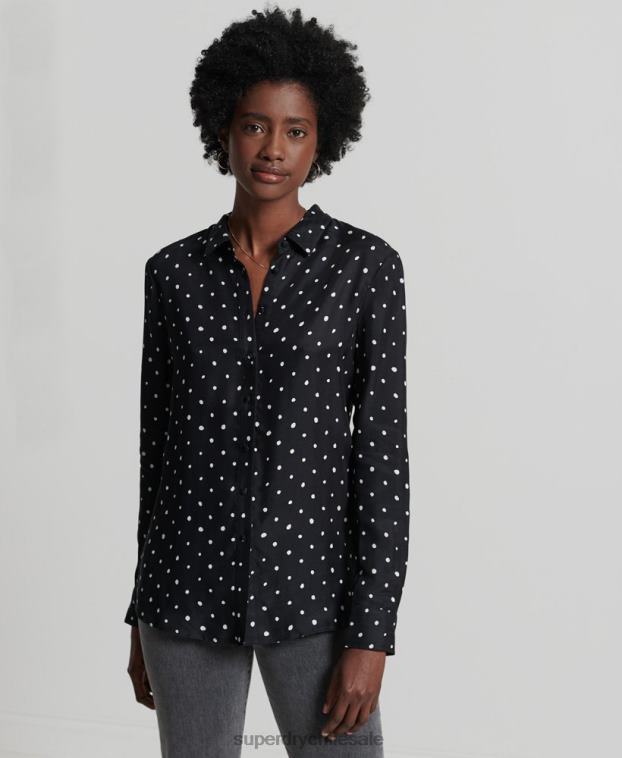 mujer Superdry negro camisa de manga larga de estudios 2R68Z6764