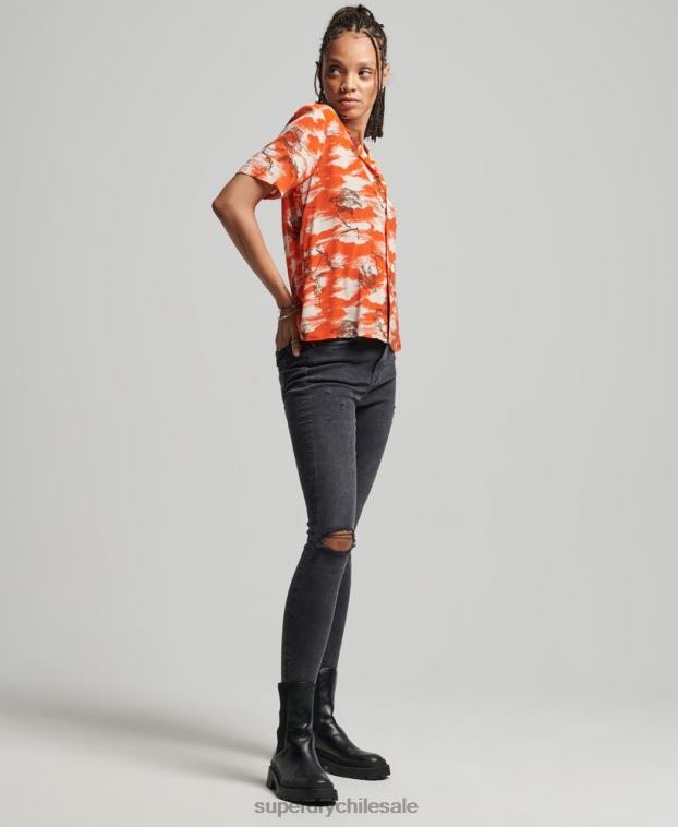 mujer Superdry rojo camisa de veneración vintage 2R68Z3012