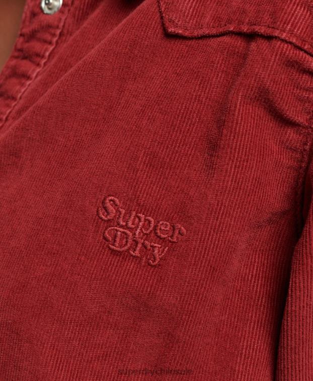 mujer Superdry rojo camisa vaquera de cordón 2R68Z3062