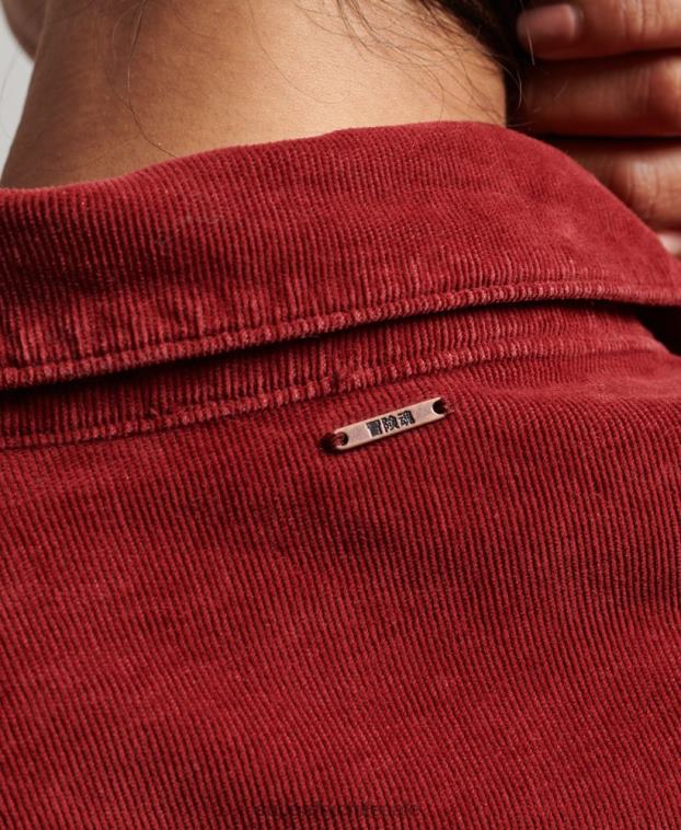 mujer Superdry rojo camisa vaquera de cordón 2R68Z3062