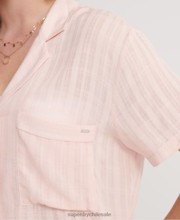 mujer Superdry rosa camisa de flores resort 2R68Z3065