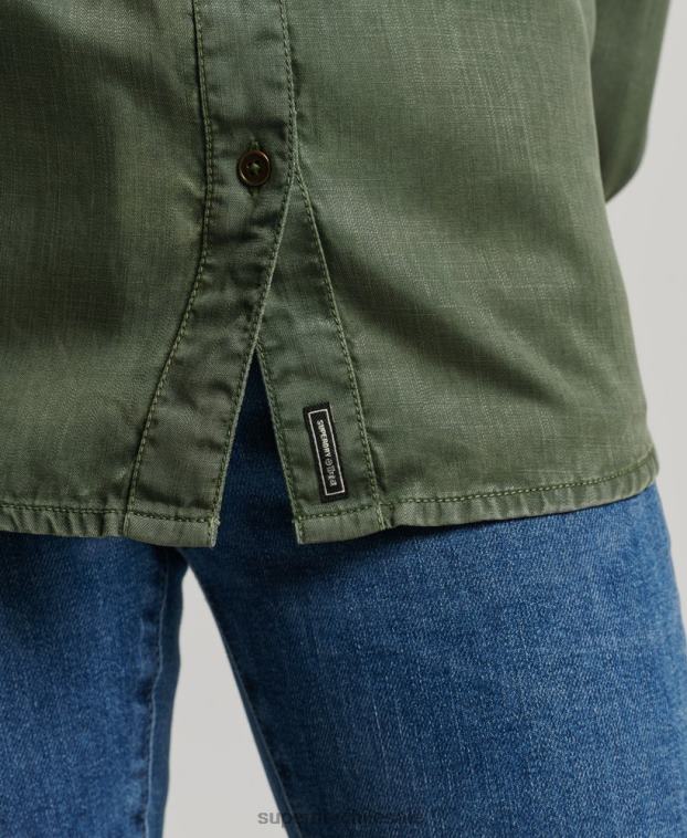 mujer Superdry verde camisa militar 2R68Z2884