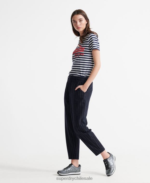 mujer Superdry Armada camiseta a rayas con logo vintage 2R68Z2864