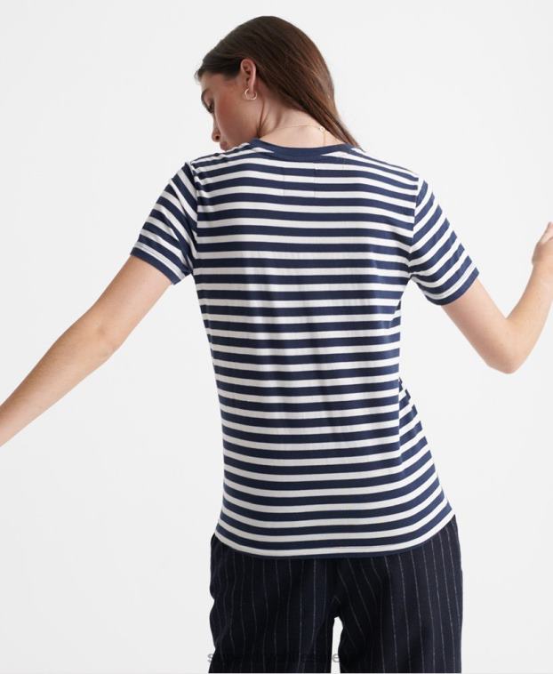mujer Superdry Armada camiseta a rayas con logo vintage 2R68Z2864