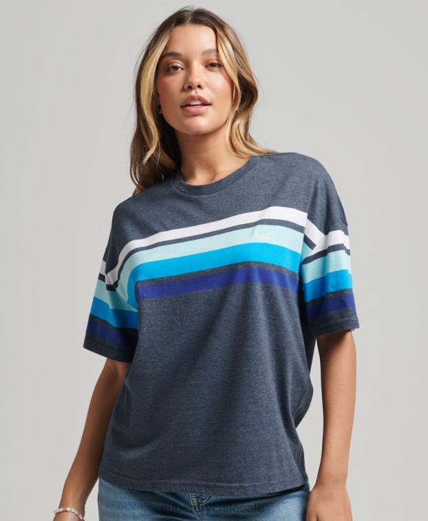 mujer Superdry Armada camiseta cali stripe 2.0 de algodón orgánico 2R68Z6272