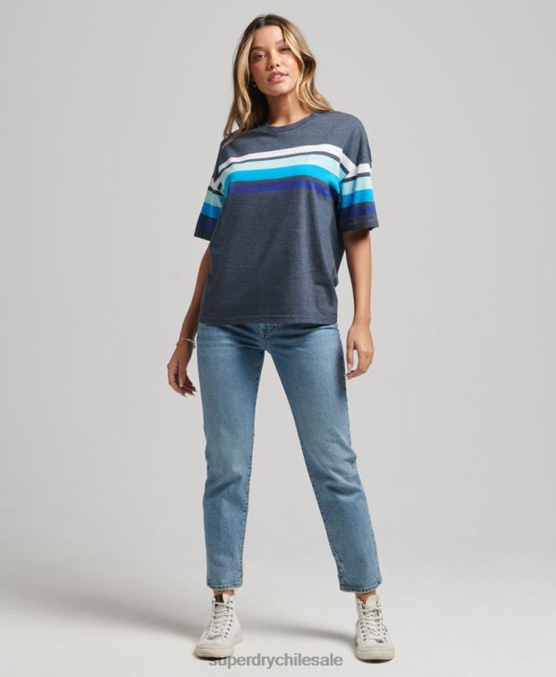mujer Superdry Armada camiseta cali stripe 2.0 de algodón orgánico 2R68Z6272