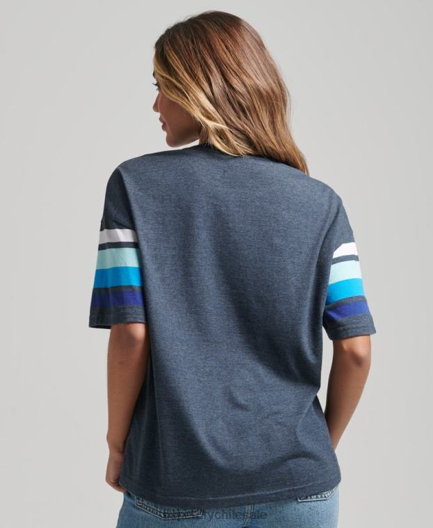 mujer Superdry Armada camiseta cali stripe 2.0 de algodón orgánico 2R68Z6272