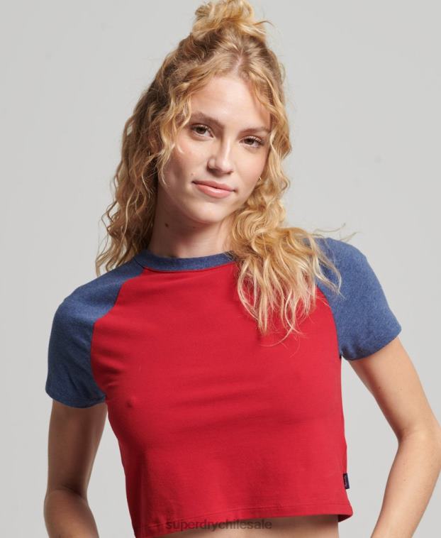 mujer Superdry Armada camiseta corta de béisbol de algodón orgánico 2R68Z6238