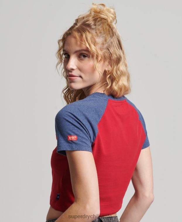 mujer Superdry Armada camiseta corta de béisbol de algodón orgánico 2R68Z6238