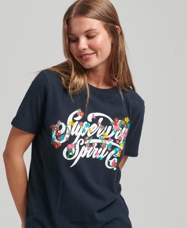 mujer Superdry Armada camiseta floral estilo script 2R68Z6187