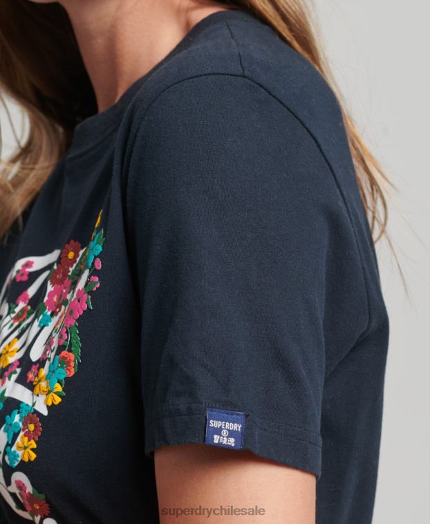mujer Superdry Armada camiseta floral estilo script 2R68Z6187