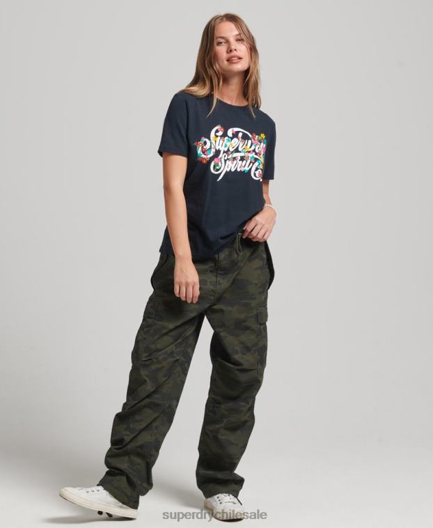 mujer Superdry Armada camiseta floral estilo script 2R68Z6187