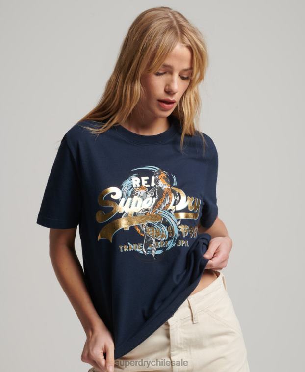 mujer Superdry Armada camiseta gráfica japonesa con logo vintage 2R68Z2720