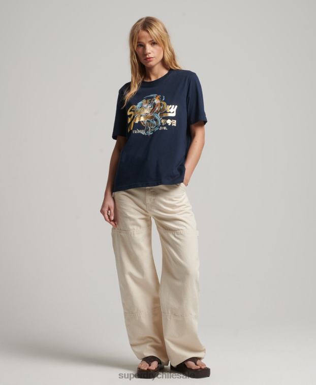 mujer Superdry Armada camiseta gráfica japonesa con logo vintage 2R68Z2720
