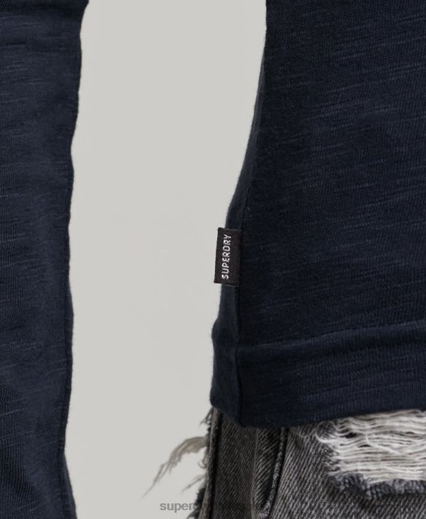 mujer Superdry Armada camiseta henley de jersey flameado de manga larga 2R68Z2869