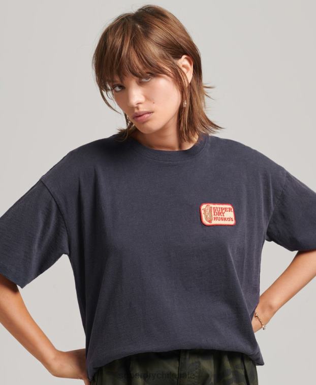 mujer Superdry Armada camiseta holgada con parche del logo de los años 90 2R68Z2836