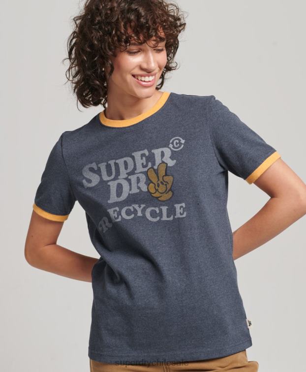 mujer Superdry Armada camiseta ringlera reciclada 2R68Z6224