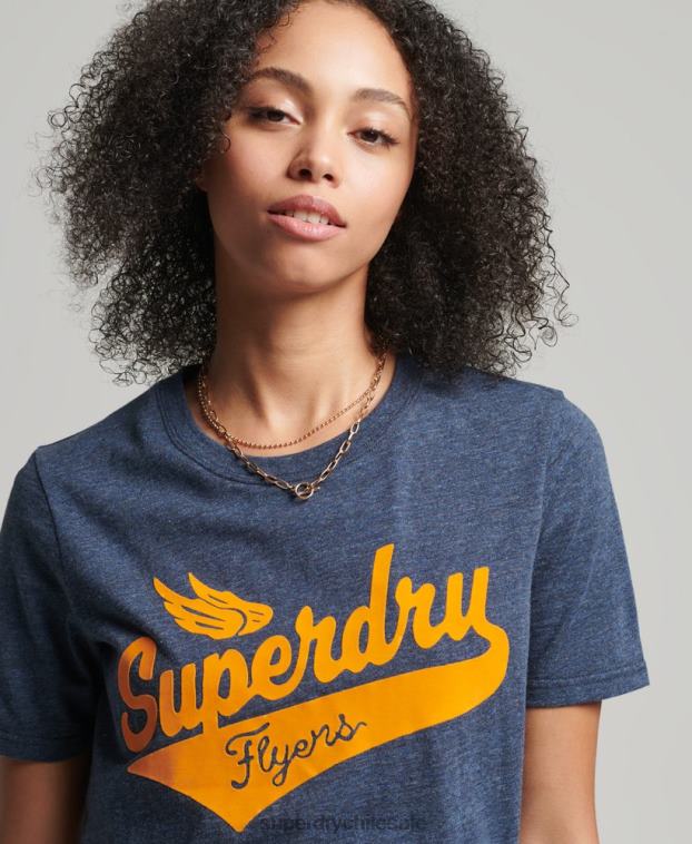 mujer Superdry Armada camiseta universitaria estilo script vintage 2R68Z6283