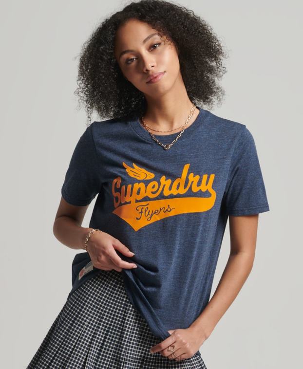 mujer Superdry Armada camiseta universitaria estilo script vintage 2R68Z6283