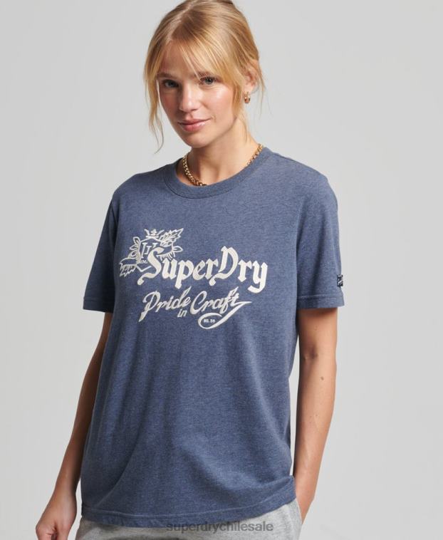 mujer Superdry Armada orgullo vintage en camiseta artesanal 2R68Z2752