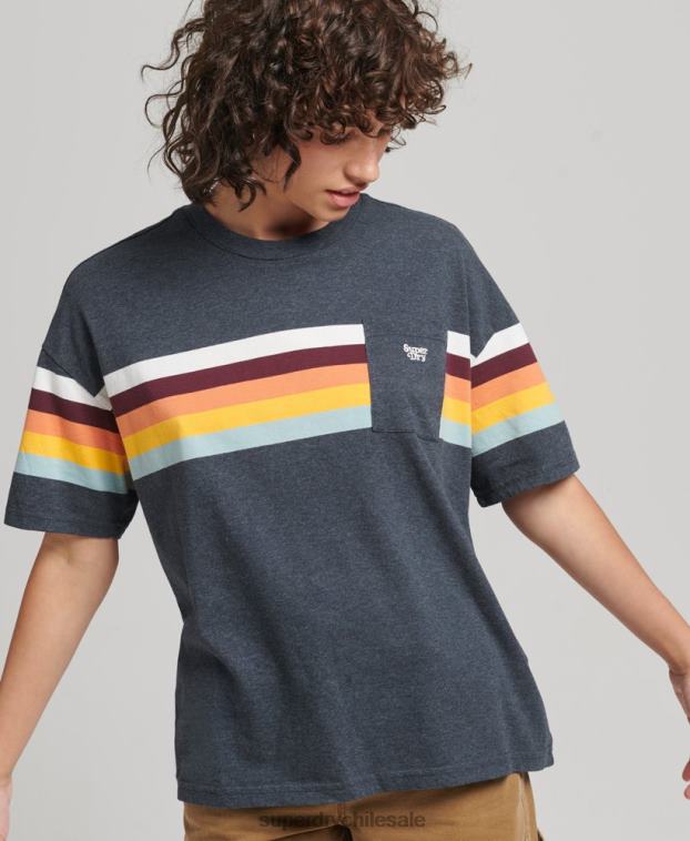 mujer Superdry Armada playera boxy vintage con rayas cali 2R68Z2807