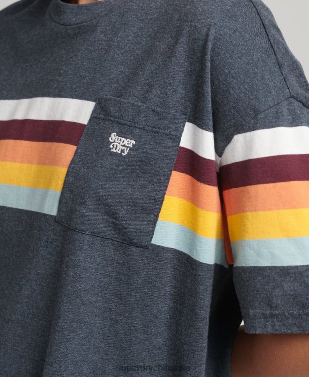 mujer Superdry Armada playera boxy vintage con rayas cali 2R68Z2807