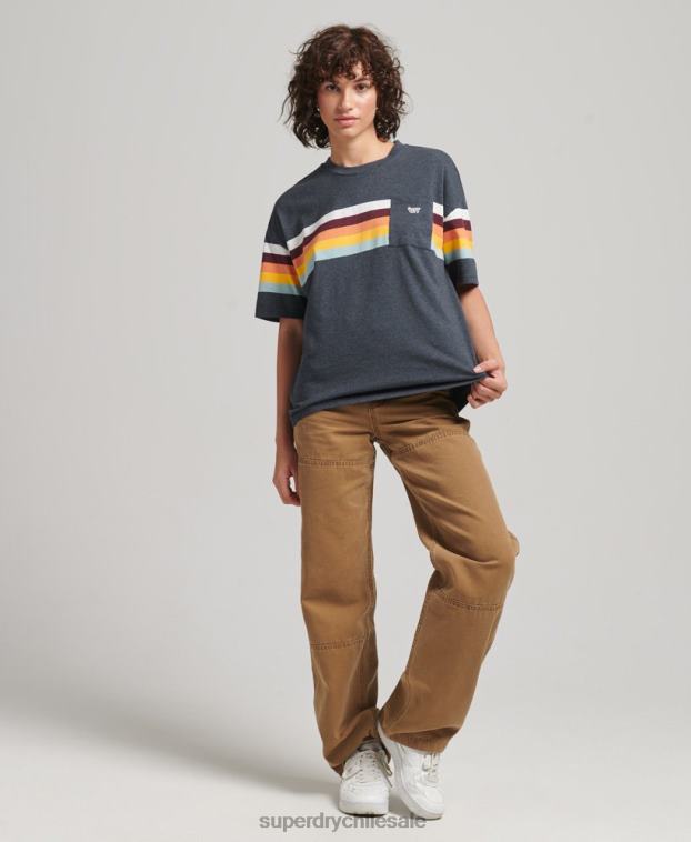 mujer Superdry Armada playera boxy vintage con rayas cali 2R68Z2807