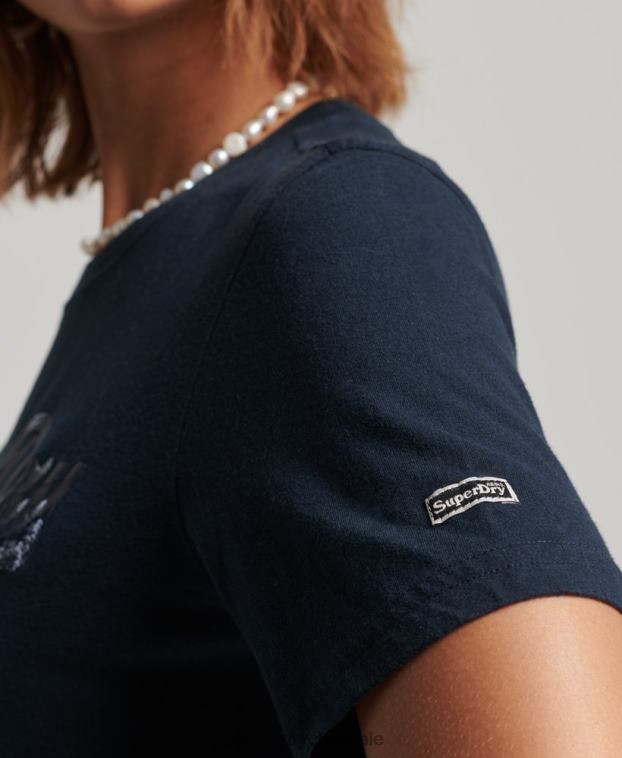 mujer Superdry Armada playera con logo gráfico adornado 2R68Z6203