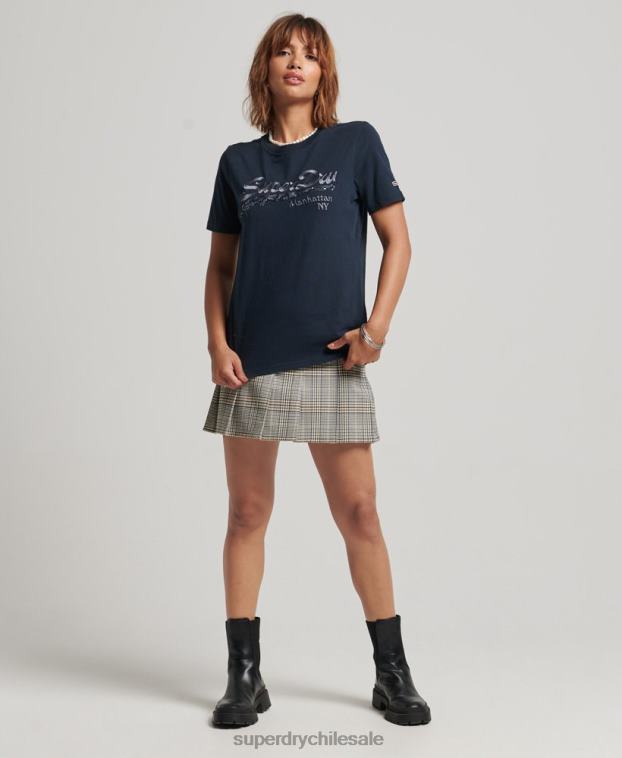 mujer Superdry Armada playera con logo gráfico adornado 2R68Z6203