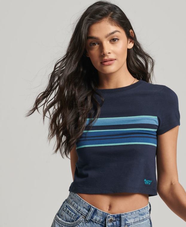 mujer Superdry Armada playera corta con rayas vintage 2R68Z2677