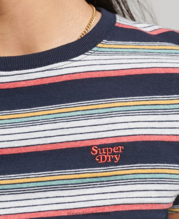 mujer Superdry Armada playera corta con rayas vintage 2R68Z2686