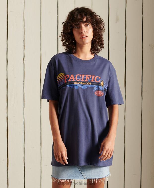 mujer Superdry Armada playera oversize con estampado de frontera 2R68Z6761