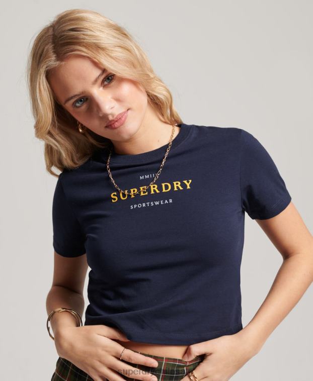 mujer Superdry Armada playera pequeña con gráfico 2R68Z2296
