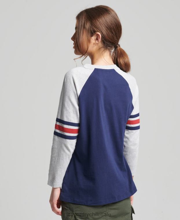 mujer Superdry Armada top de béisbol vintage de media manga de algodón orgánico 2R68Z6575
