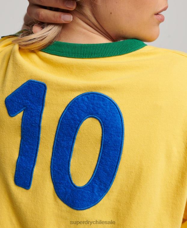 mujer Superdry amarillo Camiseta de la jornada de fútbol de Brasil Ringspun 2R68Z2828