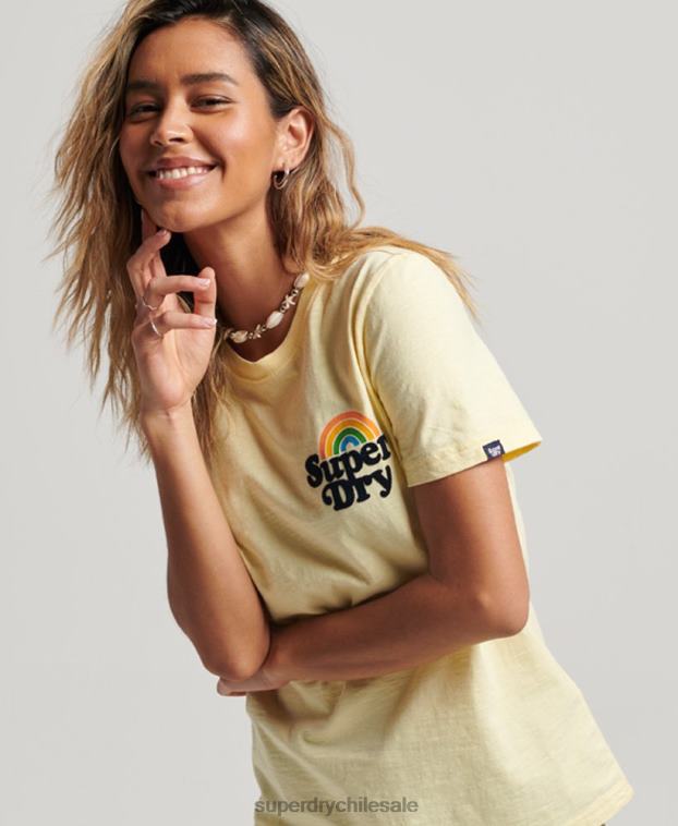 mujer Superdry amarillo camiseta arcoiris vintage 2R68Z2178