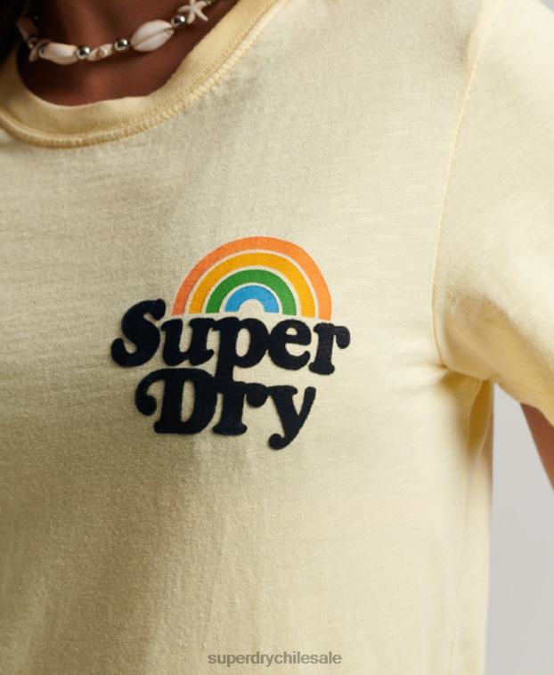 mujer Superdry amarillo camiseta arcoiris vintage 2R68Z2178
