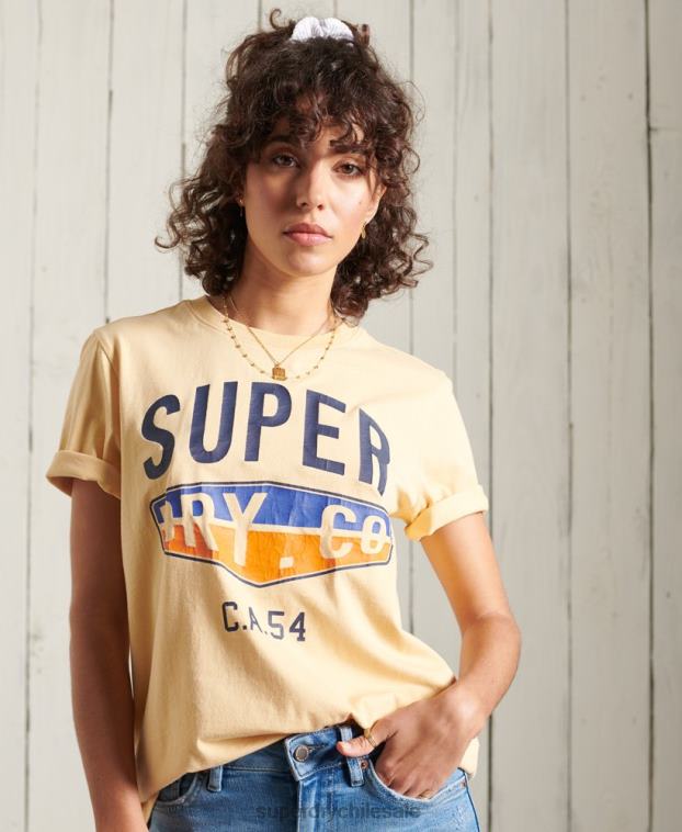 mujer Superdry amarillo camiseta cali surf clasica 2R68Z6271