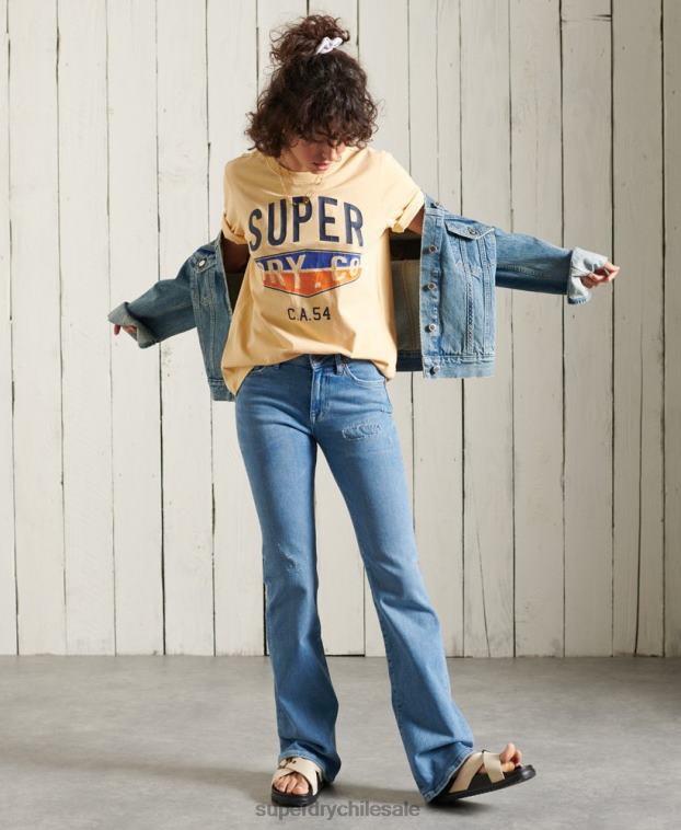 mujer Superdry amarillo camiseta cali surf clasica 2R68Z6271