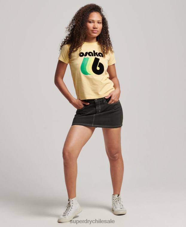 mujer Superdry amarillo camiseta con gráfico de los 90 2R68Z2667