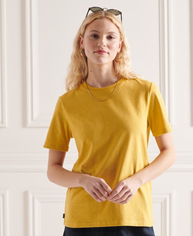 mujer Superdry amarillo camiseta de algodón orgánico auténtico 2R68Z2733