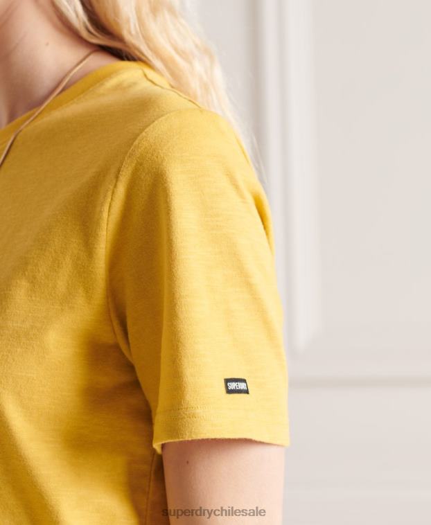 mujer Superdry amarillo camiseta de algodón orgánico auténtico 2R68Z2733