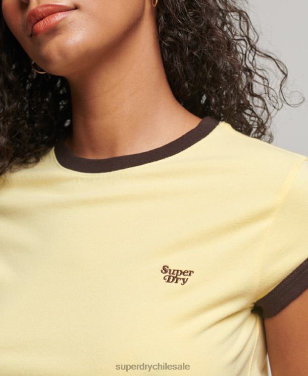 mujer Superdry amarillo camiseta de timbre 2R68Z2706