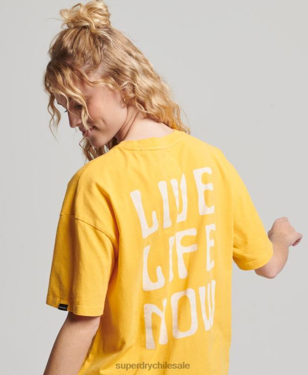 mujer Superdry amarillo camiseta folk nómada 2R68Z2664