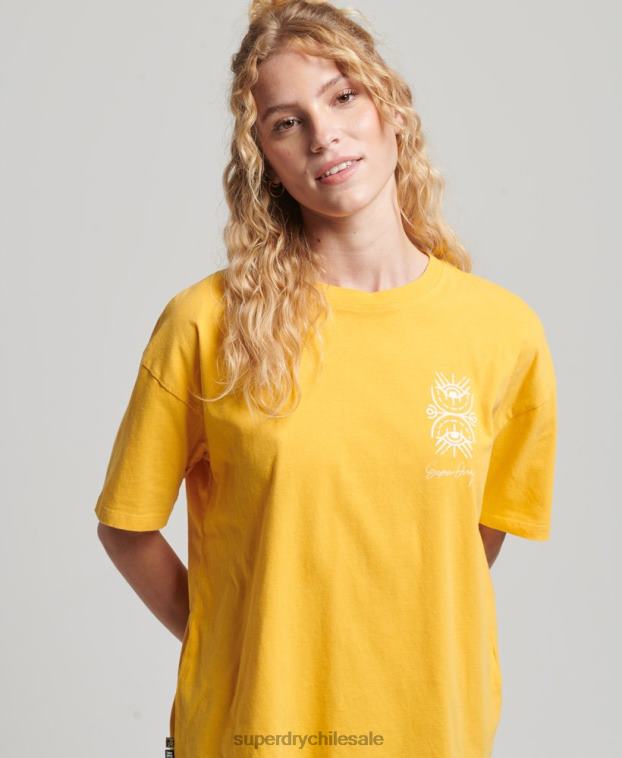 mujer Superdry amarillo camiseta folk nómada 2R68Z2664