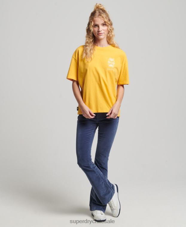 mujer Superdry amarillo camiseta folk nómada 2R68Z2664