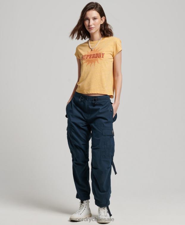 mujer Superdry amarillo camiseta pitillo vintage años 70 2R68Z2623