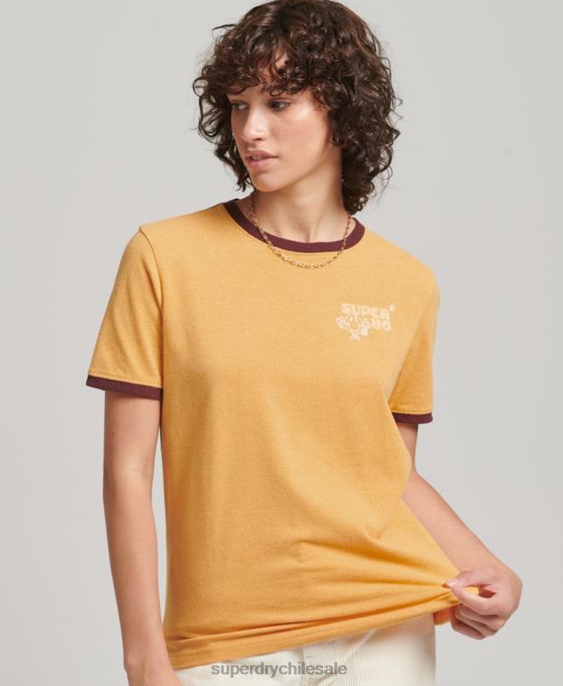 mujer Superdry amarillo camiseta ringlera reciclada 2R68Z6241